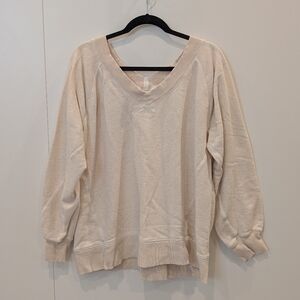 aerie Soft Cream V-Neck Pullover Sweatshirt
